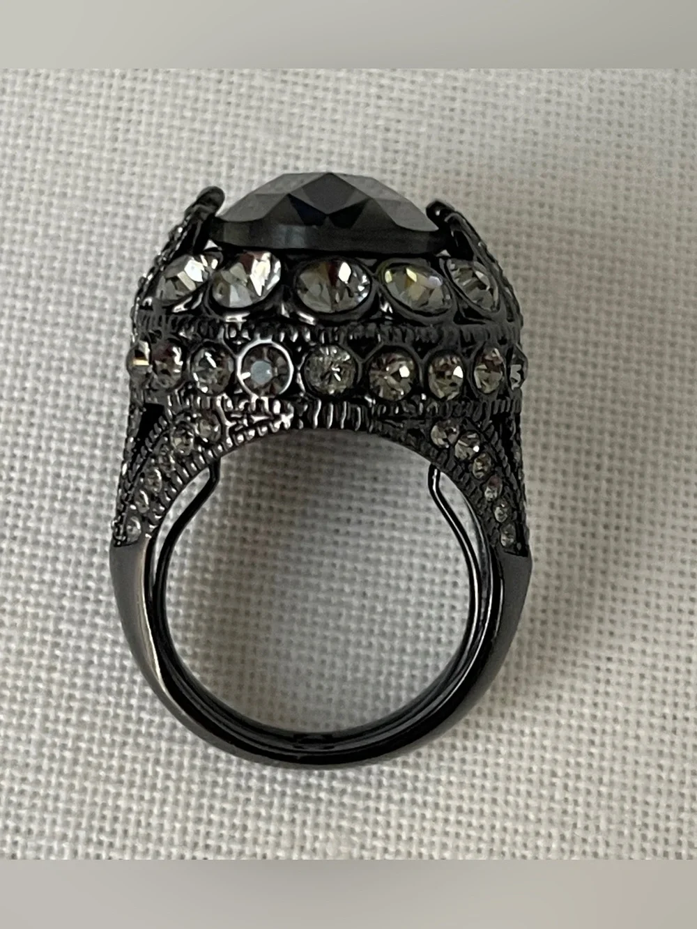 Bloomingdale’s Black Crystal Cocktail Ring - Women Jewelry NWO